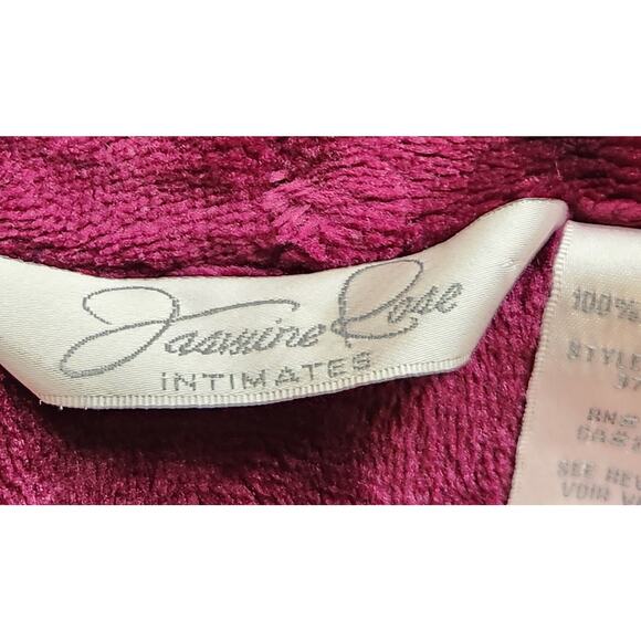 Jasmine Rose Burgundy Plush Robe Small Pockets Pockets Soft Comfy Cozy - Picture 4 of 5